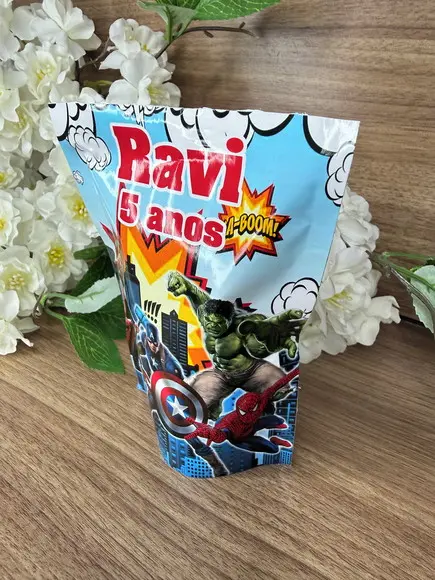 Saquinho Zip Lock Personalizado Vingadores 15x10