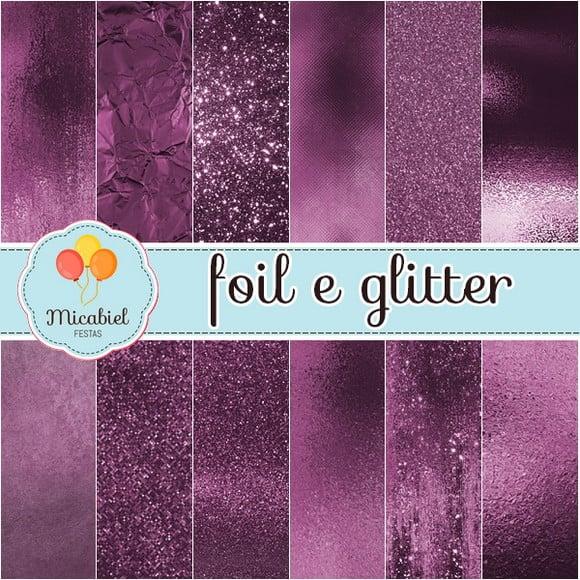 Papel Digital - Foil e Glitter (roxo)