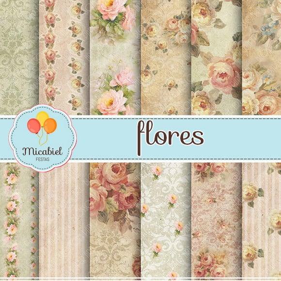 Papel Digital - Flores (vintage) 3