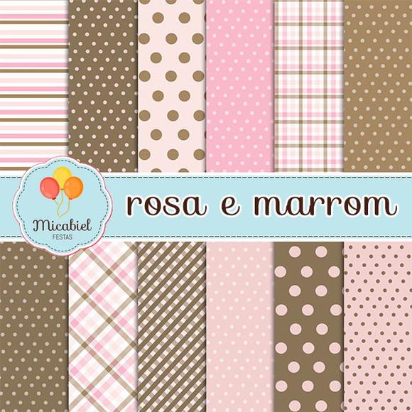 Papel Digital - Rosa e Marrom 2