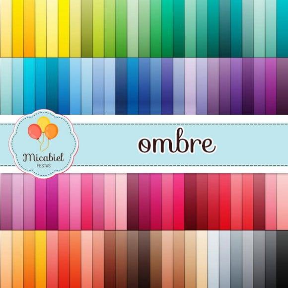 Papel Digital - Combo Ombre (100 Cores)