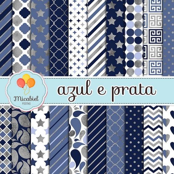 Papel Digital - Azul e Prata 1