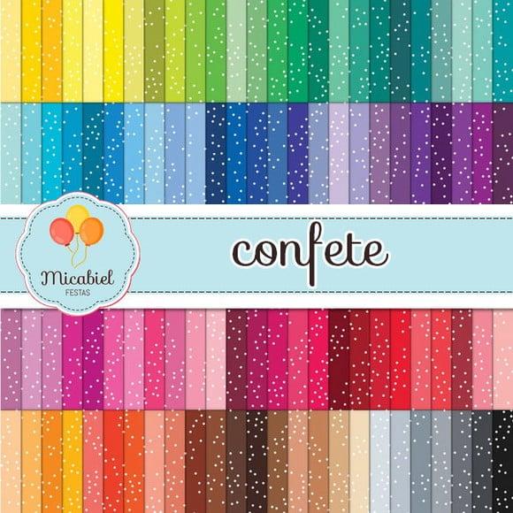 Papel Digital - Combo Confete (100 Cores)