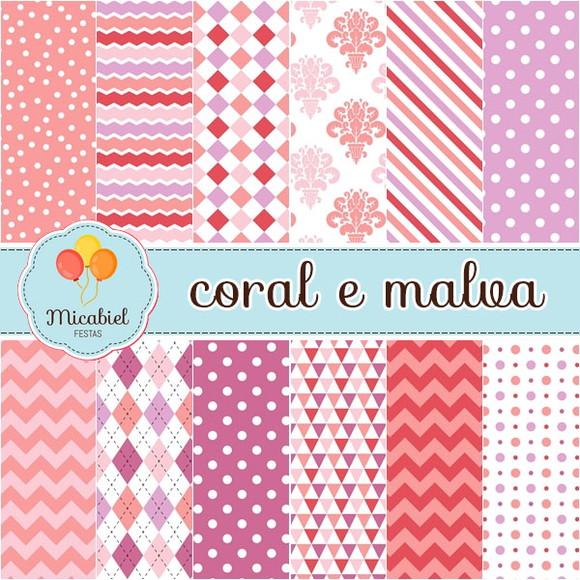 Papel Digital - Coral e Malva 1