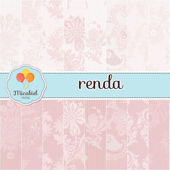 Papel Digital - Renda (rosa) 1