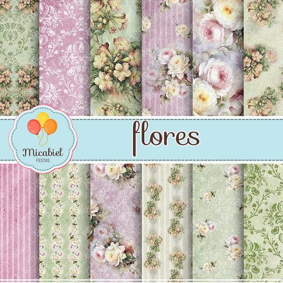 Papel Digital - Flores (vintage) 1