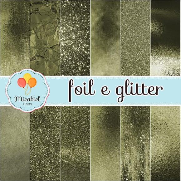 Papel Digital - Foil e Glitter (verde) 2