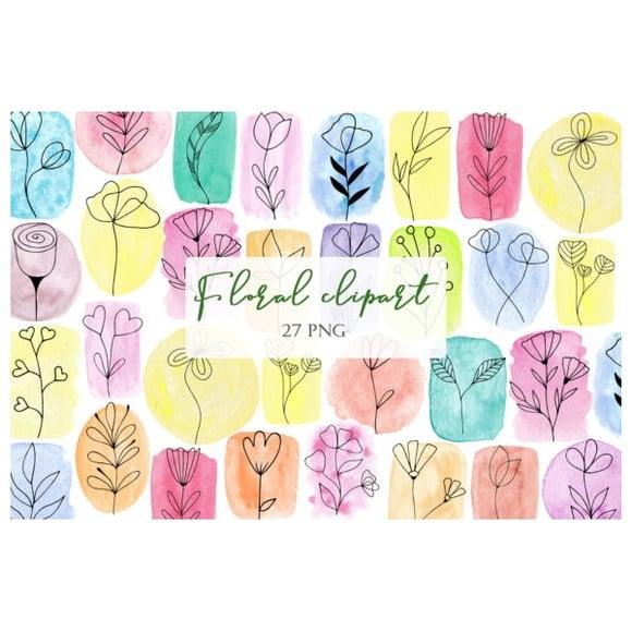 Clipart - Aquarela (floral) 1