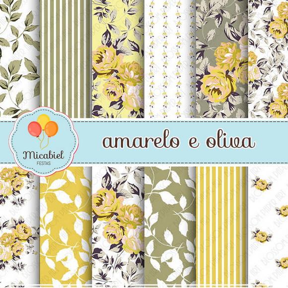 Papel Digital - Amarelo e Oliva 1