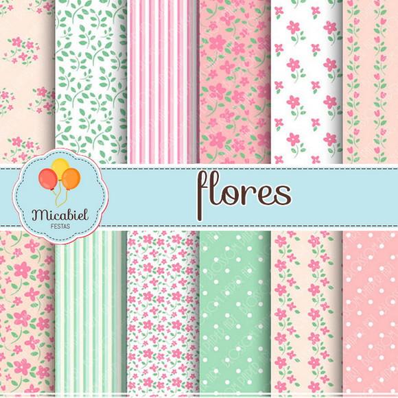 Papel Digital - Flores (rosa) 1