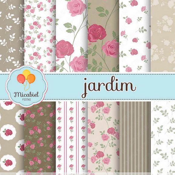 Papel Digital - Jardim (chocolate) 1