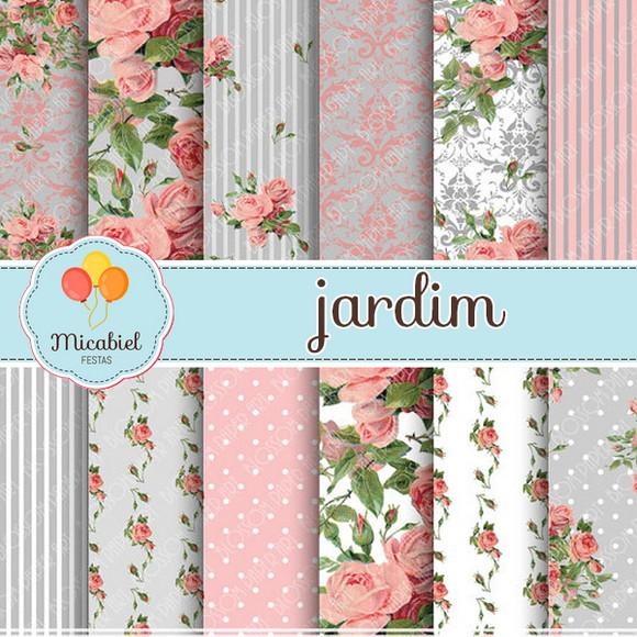 Papel Digital - Jardim (cinza) 1