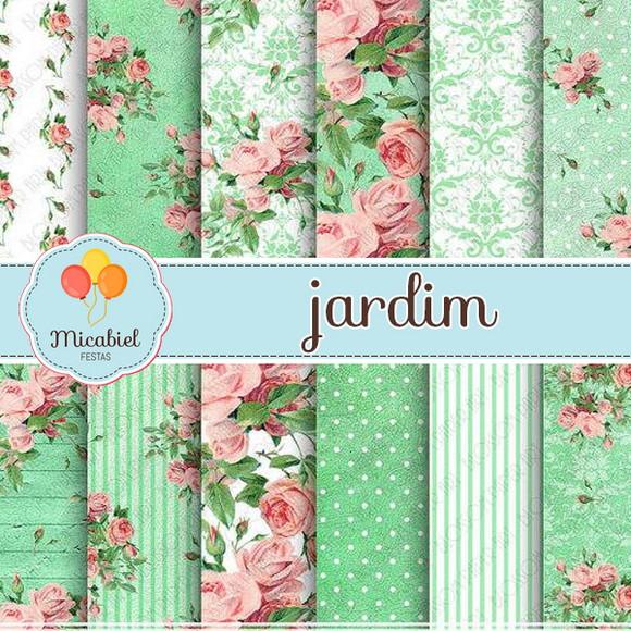 Papel Digital - Jardim (menta) 1