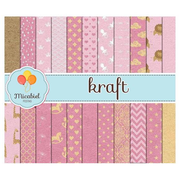 Papel Digital - Kraft (rosa) 1