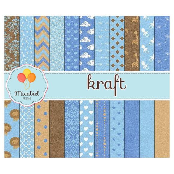 Papel Digital - Kraft (azul) 1