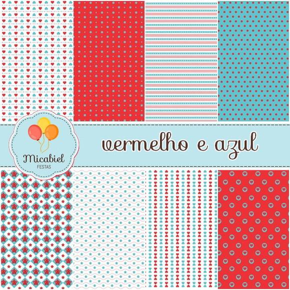 Papel Digital - Vermelho e Azul 1