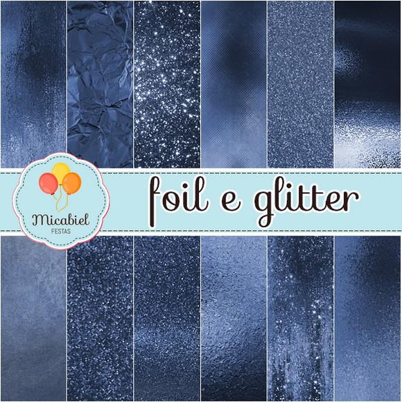 Papel Digital - Foil e Glitter (navy)