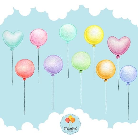Clipart - Aquarela (balões) 1
