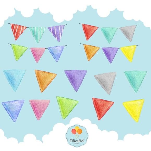 Clipart - Aquarela (bandeirinhas) 1
