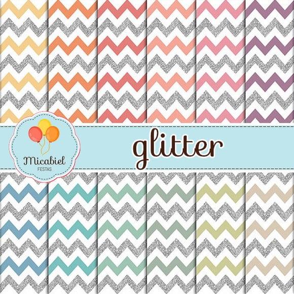 Papel Digital - Glitter (chevron) 2