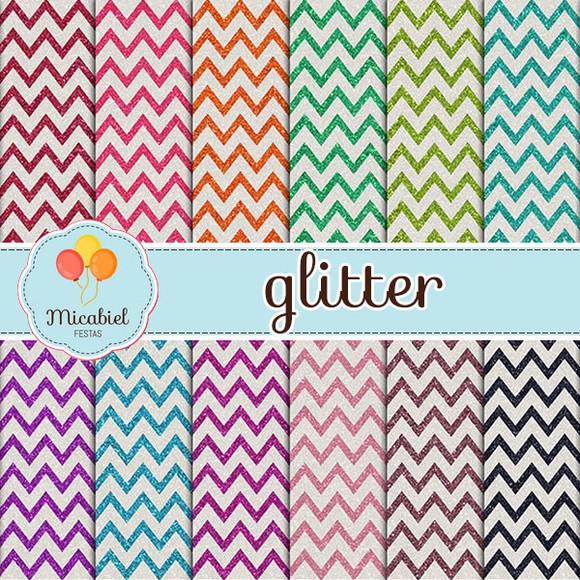 Papel Digital - Glitter (chevron) 1