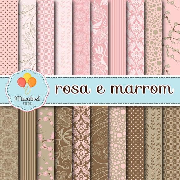 Papel Digital - Rosa e Marrom 1