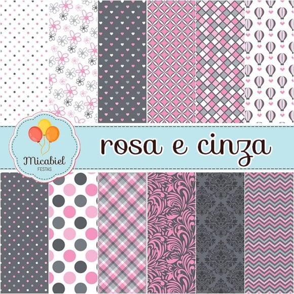 Papel Digital - Rosa e Cinza 1