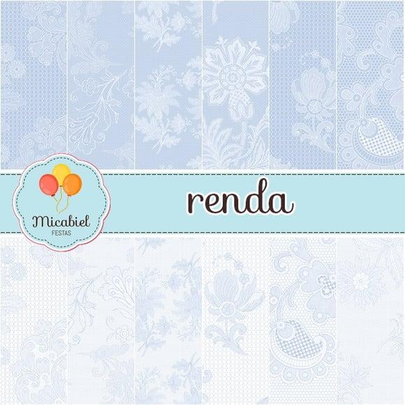 Papel Digital - Renda (azul) 1