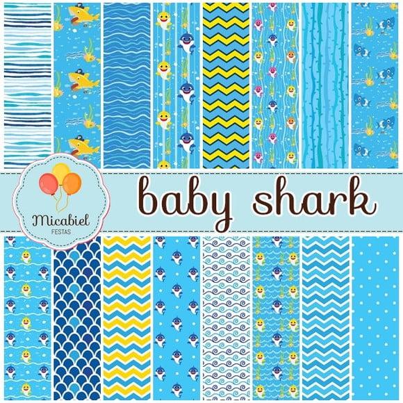 Papel Digital - Baby Shark (azul) 1