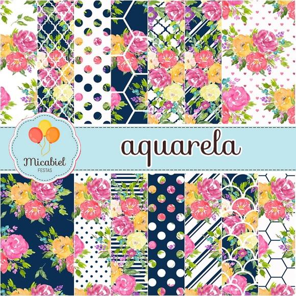 Papel Digital - Aquarela (floral) 3