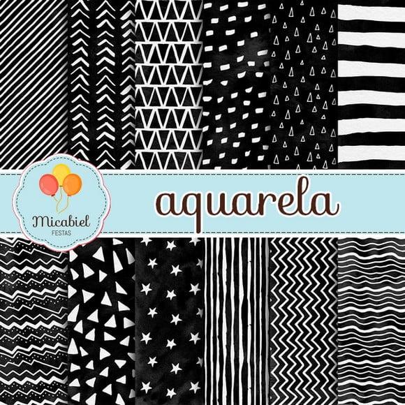 Papel Digital - Aquarela (preto e Branco) 1