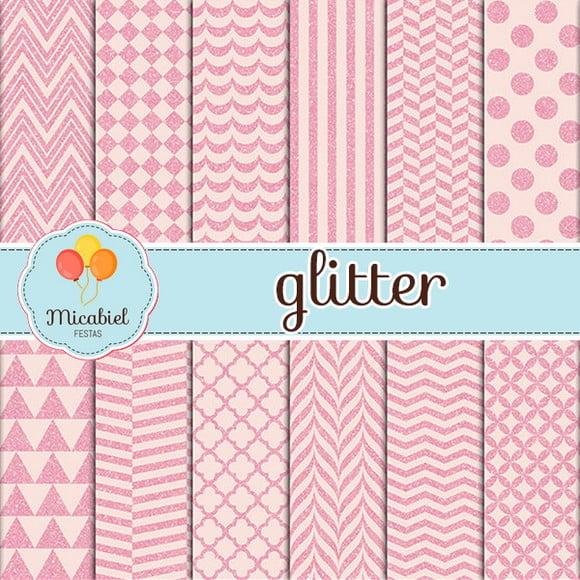 Papel Digital - Glitter (rosa) 1