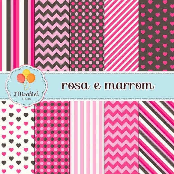Papel Digital - Rosa e Marrom 4