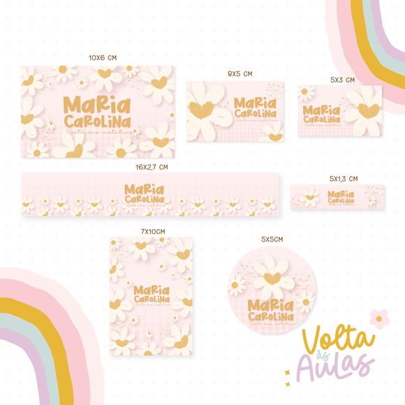 Leve + 13 Arquivo de Corte - Etiqueta Escolar (margaridas) B