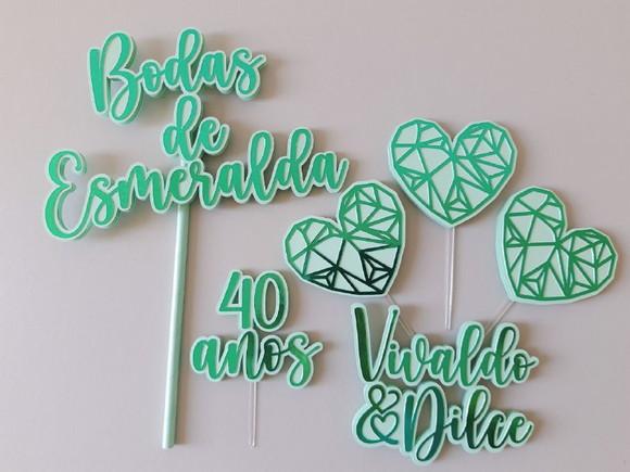 Arquivo de Corte - Topo de Bolo (Bodas de Esmeralda) 1