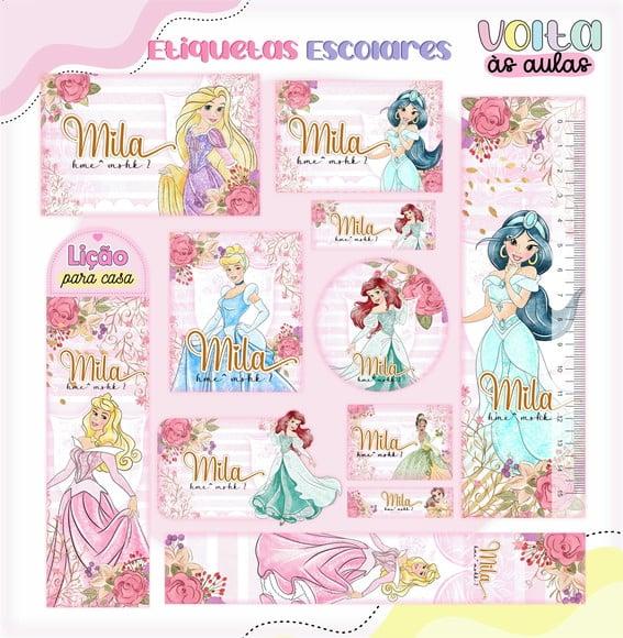 Arquivo de Corte - Etiqueta Escolar (princesas) G