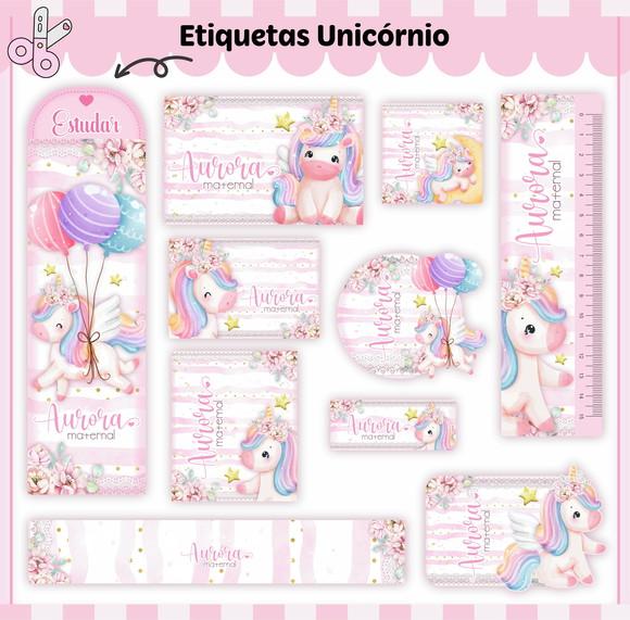 Arquivo de Corte - Etiqueta Escolar (unicórnio) J