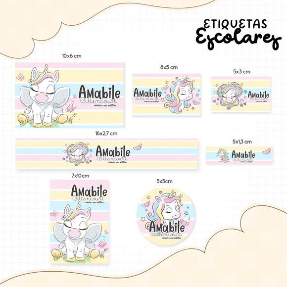 Arquivo de Corte - Etiqueta Escolar (unicórnio) D