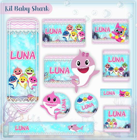 Arquivo de Corte - Etiqueta Escolar (baby Shark) a