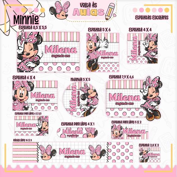 Arquivo de Corte - Etiqueta Escolar (minnie Rosa) a