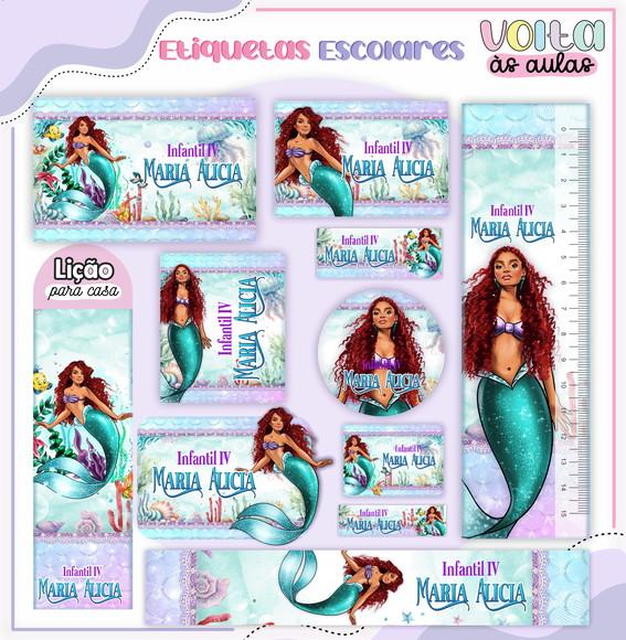 Arquivo de Corte - Etiqueta Escolar (a Pequena Sereia) G