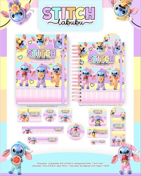 Arquivo Digital - Etiqueta Escolar (stitch Labubu) a