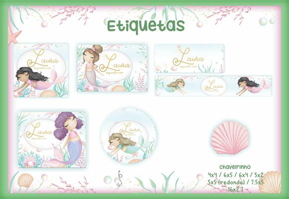 Arquivo Digital - Etiqueta Escolar (Sereia) A