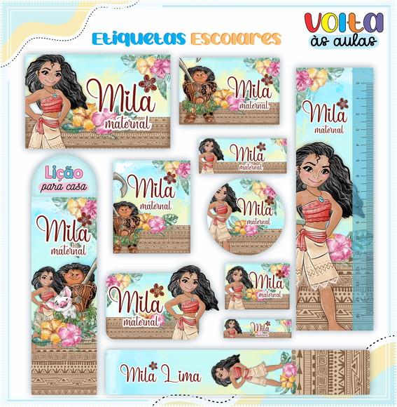 Leve + 13 - Arquivo de Corte - Etiqueta Escolar (moana) e