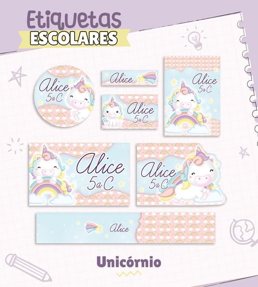 Arquivo de Corte - Etiqueta Escolar (unicórnio) K