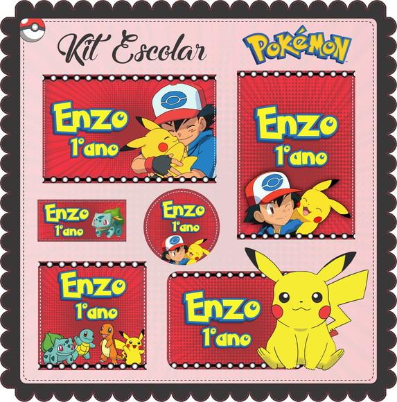 Arquivo de Corte - Etiqueta Escolar (pokemon) a