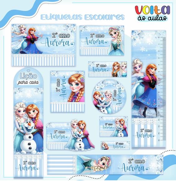 Leve + 13 - Arquivo de Corte - Etiqueta Escolar (frozen) e