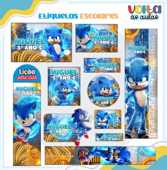 Leve + 13 - Arquivo de Corte - Etiqueta Escolar (sonic) D