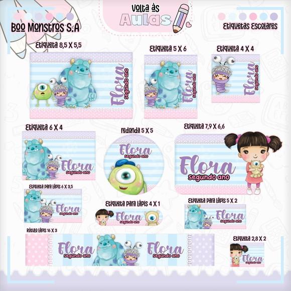 Leve + 13 Arquivo de Corte - Etiqueta Escolar (monstro Sa) B