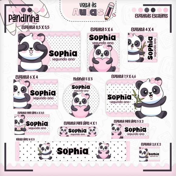 Leve + 13 Arquivo de Corte - Etiqueta Escolar (panda) H